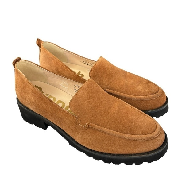 Hush Puppies Womens Lug Sole Loafers Carmel Water Resistant Suede Chunky Size 11 - Picture 7 of 12